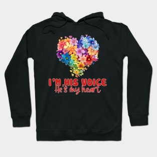 I'm his voice he's my heart Autism Awareness Gift for Birthday, Mother's Day, Thanksgiving, Christmas Hoodie